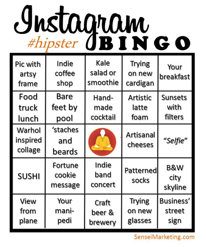 Hipster Instagram Bingo